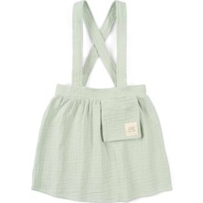 Little Gusto Müslin Çocuk Jile Elbise Yeşil Organik Pamuk