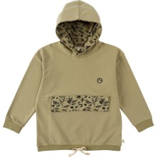 Little Gusto Cepli Kapüşonlu Sweat Çocuk Haki Organik Pamuk