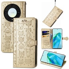 Bdt Shop Huawei Onur X9A Karikatür Hayvanlar Için Kısa Kayış Deri Flip Telefon Kılıfı (Yurt Dışından)