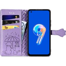 Bdt Shop Asus Zenfone 9 Için Deri Karikatür Hayvanlar Darbeye Kısa Telefon Kılıfı (Yurt Dışından)