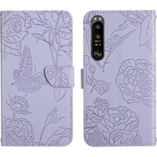 Bdt Shop Bilek Kayışı ile Sony Xperia 1 V Için Darbeye Deri Çiçekler Telefon Kılıfı (Yurt Dışından)