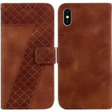 SZY Mall Telefon Kılıfı Için iphone X/xs Kabartmalı Desen Kart Yuvası Fonksiyonu Flip Folio (Yurt Dışından)