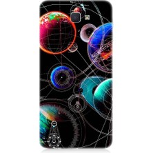Teknomeg Samsung Galaxy J5 Prime Uyumlu Sci Fi Gezegenler ve Vektörler Desenli Silikon Kılıf