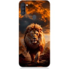 Teknomeg Samsung Galaxy M11 Uyumlu Yırtıcı Aslan Kral Desenli Silikon Kılıf