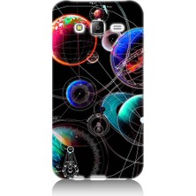 Teknomeg Samsung Galaxy J7 Uyumlu Sci Fi Gezegenler ve Vektörler Desenli Silikon Kılıf
