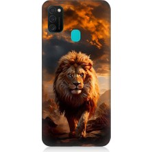 Teknomeg Samsung Galaxy M21 Uyumlu Yırtıcı Aslan Kral Desenli Silikon Kılıf