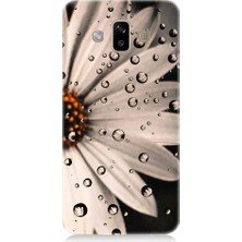 Teknomeg Samsung Galaxy J7 Duo Uyumlu Papatya ve Su Damlaları Desenli Silikon Kılıf