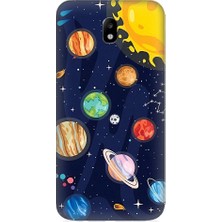 Teknomeg Samsung Galaxy J7 Pro Uyumlu Gezegenler ve Yıldız Haritası Desenli Silikon Kılıf