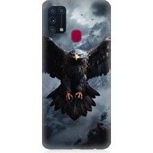 Teknomeg Samsung Galaxy M31 Uyumlu Uçan Savaşçı Kartal Desenli Silikon Kılıf