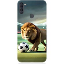 Teknomeg Samsung Galaxy M11 Uyumlu Gol Atan Aslan Desenli Silikon Kılıf