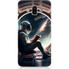 Teknomeg Samsung Galaxy J7 Duo Uyumlu Kitap ve Astronot Desenli Silikon Kılıf