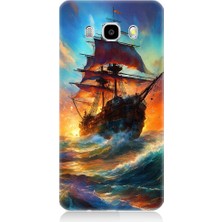 Teknomeg Samsung Galaxy J7 2016 Uyumlu Kızıl Deniz Yelkenli Gemi Desenli Silikon Kılıf