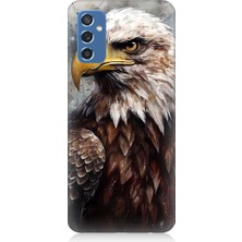 Teknomeg Samsung Galaxy M52 Uyumlu Asil Beyaz Başlı Siyah Kartal Desenli Silikon Kılıf