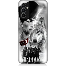 Teknomeg Samsung Galaxy M23 Uyumlu Atatürk Kurt ve Bayrak Desenli Silikon Kılıf