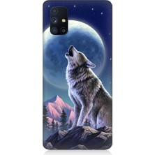 Teknomeg Samsung Galaxy M51 Uyumlu Kurt ve Ay Desenli Silikon Kılıf