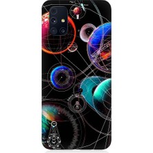 Teknomeg Samsung Galaxy M31S Uyumlu Sci Fi Gezegenler ve Vektörler Desenli Silikon Kılıf