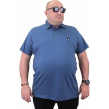 Starbattal Büyük Beden Polo Yaka Tişört 23420 Indigo Kısa Kol Erkek Regular Fit Pamuk