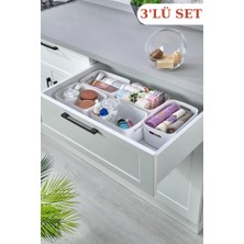 Flosoft 3 Adet Mutfak Banyo Düzenleyici, Buzdolabı Raf Organizer, Dolap Içi Sepet 3’lü Set (3x3,5lt)