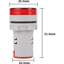 Intercom AD22-22V-DC 22 mm Dijital Voltmetre 5-60V Dc Kırmızı