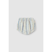 Little Gusto Bebek Bloomer (Külot) Çizgili Mavi - Bej Organik Pamuk