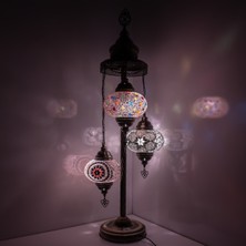 Mosland Home Mozaik 3'lü Lambader Büyük Boy Cam Küreli Mozaik El Işlemesi Otantik Lambader