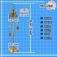 Mosland Home El Yapımı Otantik Boho Mozaik Renkli Cam 3'lü Lambader Köşe Lambası