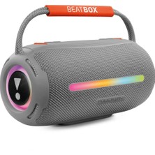 Powerway  Gri Beatbox LED Işıklı Ses Bombası USB Sd Aux Fm Radyo Bluetooh Hoparlör