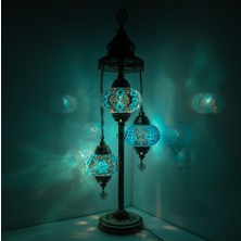 Mosland Home Mozaik 3'lü Lambader, Köşe Lambası, Otantik Osmanlı Lambaları, Dekoratif Ev Aydınlatmaları