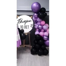 Organizasyon Pazarı Zincir Balon Seti Siyah-Krom Mor-Lila-Pembe 4 Renk 60 Adet+Balon Şeridi