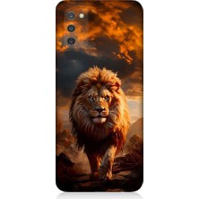 Teknomeg Samsung Galaxy A03S Uyumlu Yırtıcı Aslan Kral Desenli Silikon Kılıf