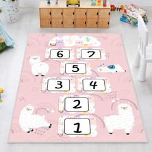 Homefesto Halı Kilim Dekoratif Özel Tasarım Yıkanabilir,ince, Kaymaz Tabanlı, Modern Çocuk Halısı