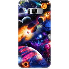 Teknomeg Samsung Galaxy S8 Uyumlu Uzayda Gezegenler ve Galaksiler Desenli Silikon Kılıf
