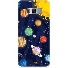 Teknomeg Samsung Galaxy S8 Uyumlu Gezegenler ve Yıldız Haritası Desenli Silikon Kılıf