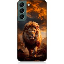 Teknomeg Samsung Galaxy S22 Uyumlu Yırtıcı Aslan Kral Desenli Silikon Kılıf