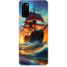 Teknomeg Samsung Galaxy S20 Uyumlu Kızıl Deniz Yelkenli Gemi Desenli Silikon Kılıf