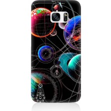 Teknomeg Samsung Galaxy S7 Uyumlu Sci Fi Gezegenler ve Vektörler Desenli Silikon Kılıf