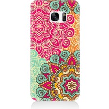Teknomeg Samsung Galaxy S7 Edge Uyumlu Tribal Mandala Çiçek Desenli Silikon Kılıf