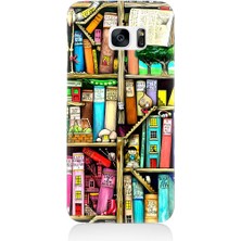 Teknomeg Samsung Galaxy S7 Edge Uyumlu Kitaplık ve Raflar Books Shelf Desenli Silikon Kılıf