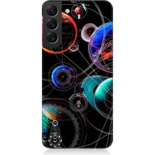 Teknomeg Samsung Galaxy S22 Plus Uyumlu Sci Fi Gezegenler ve Vektörler Desenli Silikon Kılıf