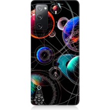 Teknomeg Samsung Galaxy S20 Fun Edition Uyumlu Sci Fi Gezegenler ve Vektörler Desenli Silikon Kılıf