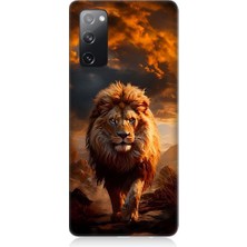 Teknomeg Samsung Galaxy S20 Fun Edition Uyumlu Yırtıcı Aslan Kral Desenli Silikon Kılıf