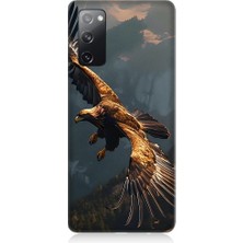 Teknomeg Samsung Galaxy S20 Fun Edition Uyumlu Uçan Kara Kartal Desenli Silikon Kılıf