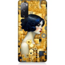 Teknomeg Samsung Galaxy S20 Fun Edition Uyumlu Altın Desnlerle Kadın Desenli Silikon Kılıf