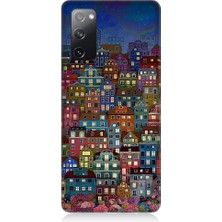 Teknomeg Samsung Galaxy S20 Fun Edition Uyumlu Minyatür Evler ve Gece Desenli Silikon Kılıf