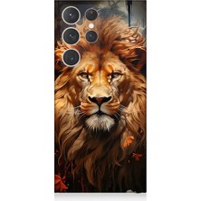 Teknomeg Samsung Galaxy S23 Ultra Uyumlu Yorgun Savaşçı Aslan Desenli Silikon Kılıf