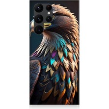 Teknomeg Samsung Galaxy S22 Ultra Uyumlu Renkli Kaya Kartalı Desenli Silikon Kılıf