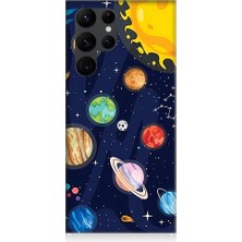 Teknomeg Samsung Galaxy S22 Ultra Uyumlu Gezegenler ve Yıldız Haritası Desenli Silikon Kılıf