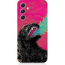 Teknomeg Samsung Galaxy A24 Uyumlu Godzilla Siyah Ejderha Desenli Silikon Kılıf