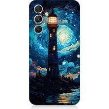 Teknomeg Samsung Galaxy A54 Uyumlu Ay Işığında Yalnız Deniz Feneri Desenli Silikon Kılıf