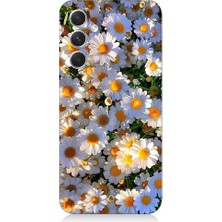 Teknomeg Samsung Galaxy A54 Uyumlu Beyaz Papatyalar Desenli Silikon Kılıf